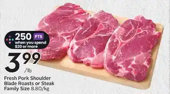 Sobeys Fresh Pork Shoulder Blade Roasts or Steak Family Size offer