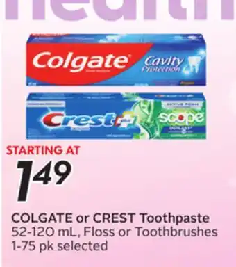 Sobeys COLGATE or CREST Toothpaste offer