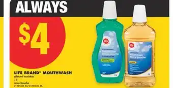 No Frills LIFE BRAND MOUTHWASH, 1 L offer