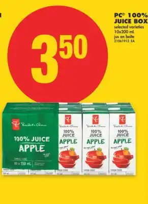 No Frills PC 100% JUICE BOXES, 10x200 ML offer