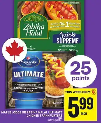 Food Basics MAPLE LODGE OR ZABIHA HALAL ULTIMATE CHICKEN FRANKFURTERS offer