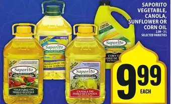 Food Basics SAPORITO VEGETABLE, CANOLA, SUNFLOWER OR CORN OIL offer