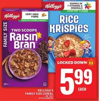 Food Basics KELLOGG'S FAMILY SIZE CEREAL offer