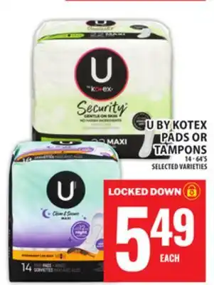 Food Basics U BY KOTEX PADS OR TAMPONS offer