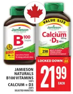 Food Basics JAMIESON NATURALS B100 VITAMINS OR CALCIUM + D3 offer