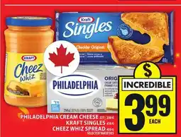 Food Basics PHILADELPHIA CREAM CHEESE, KRAFT SINGLES OR CHEEZ WHIZ SPREAD offer