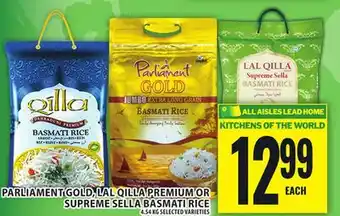 Food Basics PARLIAMENT GOLD, LAL QILLA PREMIUM OR SUPREME SELLA BASMATI RICE offer