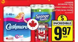 Food Basics CASHMERE BATHROOM TISSUE OR SPONGE TOWELS ULTRA OR SCOTTIES FACIAL TISSUES offer