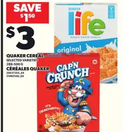 Independent Grocer QUAKER CEREAL, 288-500 G offer