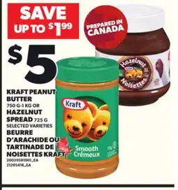 Independent Grocer KRAFT PEANUT BUTTER 750 G-1 KG OR HAZELNUT SPREAD 725 G offer