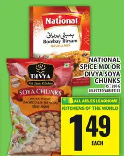 Food Basics NATIONAL SPICE MIX OR DIVYA SOYA CHUNKS offer