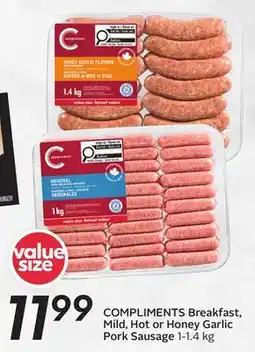 Sobeys Breakfast, Mild, Hot or Honey Garlic Pork Sausage offer