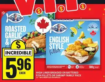 Food Basics HIGH LINER BREADED OR BATTERED FISH FILLETS OR SHRIMP FAMILY PACK offer