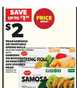 Independent Grocer PRAN SAMOSAS OR VEGETABLE SPRING ROLLS, 400 G offer