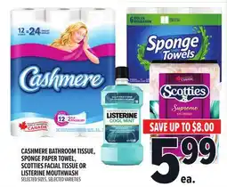 Metro CASHMERE BATHROOM TISSUE, SPONGE PAPER TOWEL, SCOTTIES FACIAL TISSUE OR LISTERINE MOUTHWASH offer