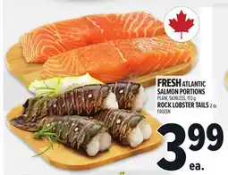 Metro FRESH ATLANTIC SALMON PORTIONS PLAIN, SKINLESS, 113 G ROCK LOBSTER TAILS 2 OZ offer