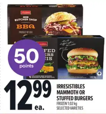 Metro IRRESISTIBLES MAMMOTH OR STUFFED BURGERS offer