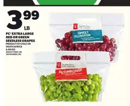 Loblaws PC EXTRA LARGE RED OR GREEN SEEDLESS GRAPES offer