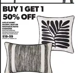 Loblaws LIFE AT HOME ACCENT, SEAT OR HIGH BACK PATIO CUSHIONS offer