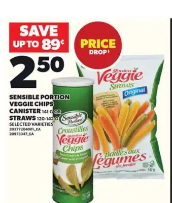 Loblaws SENSIBLE PORTION VEGGIE CHIPS CANISTER, 141 G OR STRAWS, 120-142 G offer