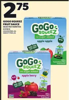 Loblaws GOGO SQUEEZ FRUIT SAUCE 4 X 90G offer