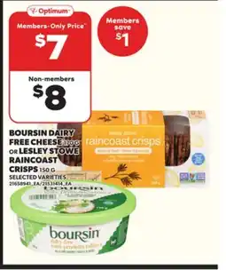 Loblaws BOURSIN DAIRY FREE CHEESE 170G OR LESLEY STOWE RAINCOAST CRISPS 150G offer