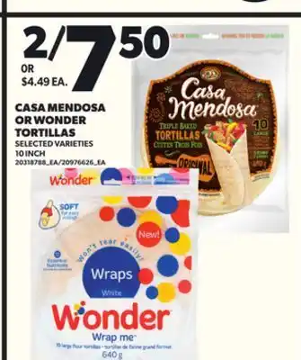 Loblaws CASA MENDOSA OR WONDER TORTILLAS,10 inch offer