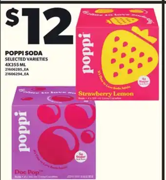 Loblaws POPPI SODA, 4X355 ML offer