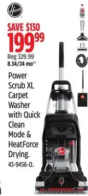 Canadian Tire Hoover Power Scrub XL Carpet Washer with quick Clean Mode & HeatForce Drying offer