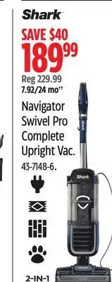 Canadian Tire Shark Navigator Swivel Pro Complete Upright Vac offer