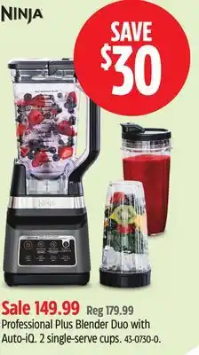 Canadian Tire Ninja Professional Plus Blender Duo with Auto-iQ. 2 single-serve cups offer