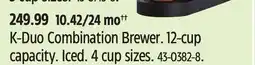 Canadian Tire Keurig K-Duo Combination Brewer. 12-cup capacity. Iced. 4 cup sizes offer