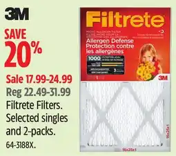 Canadian Tire Filtrete Filters. Selected singles and 2-packs offer