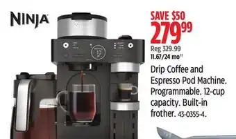 Canadian Tire Ninja Drip Coffee and Espresso Pod Machine offer