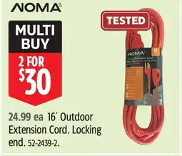 Canadian Tire NOMA 6´ Outdoor Extension Cord. Locking end offer