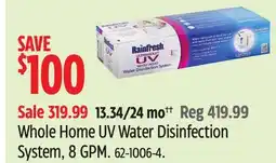 Canadian Tire Whole Home UV Water Disinfection System offer