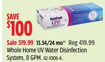 Canadian Tire Whole Home UV Water Disinfection System offer