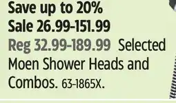 Canadian Tire Moen Shower Heads and Combos offer