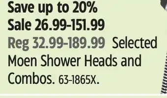 Canadian Tire Moen Shower Heads and Combos offer