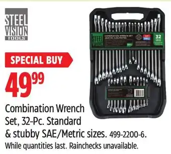 Canadian Tire Steel Vision Combination Wrench Set, 32-Pc Standard & stubby SAE/Metric sizes offer