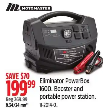 Canadian Tire MotoMaster Eliminator PowerBox 1600. Booster and portable power station offer