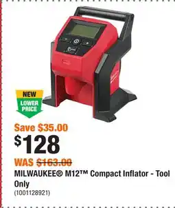 Home Depot MILWAUKEE M12 Compact Inflator - Tool Only offer