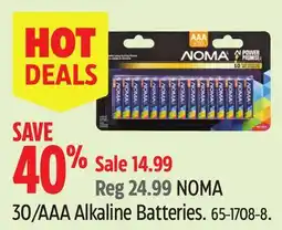 Canadian Tire NOMA 30/AAA Alkaline Batteries offer