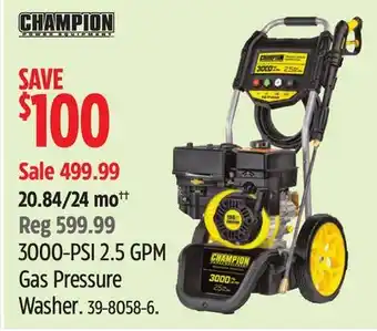 Canadian Tire Champion Power Equipment 3000-PSI 2.5 GPM Gas Pressure Washer offer