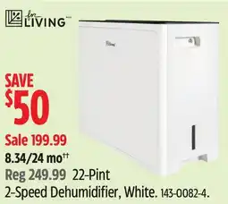 Canadian Tire FOR LIVING 22-Pint 2-Speed Dehumidifier, White offer