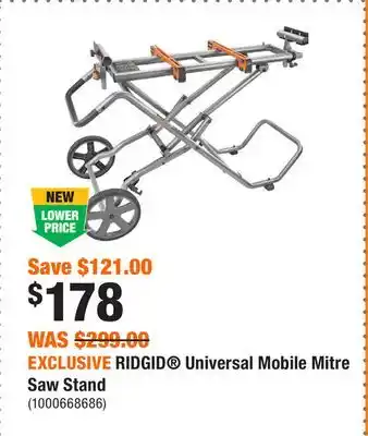 Home Depot EXCLUSIVE RIDGID Universal Mobile Mitre Saw Stand offer