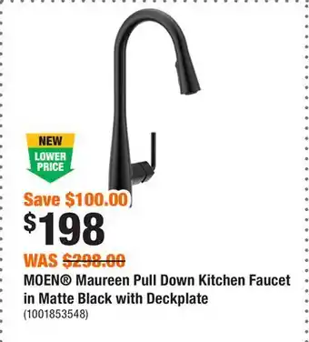 Home Depot MOEN Maureen Pull Down Kitchen Faucet in Matte Black with Deckplate offer