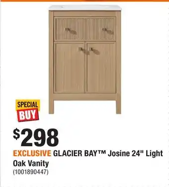 Home Depot EXCLUSIVE GLACIER BAY Josine 24 Light Oak Vanity offer