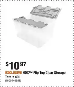 Home Depot EXCLUSIVE HDX Flip Top Clear Storage Tote • 49L offer