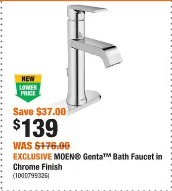 Home Depot EXCLUSIVE MOEN Genta Bath Faucet in Chrome Finish offer